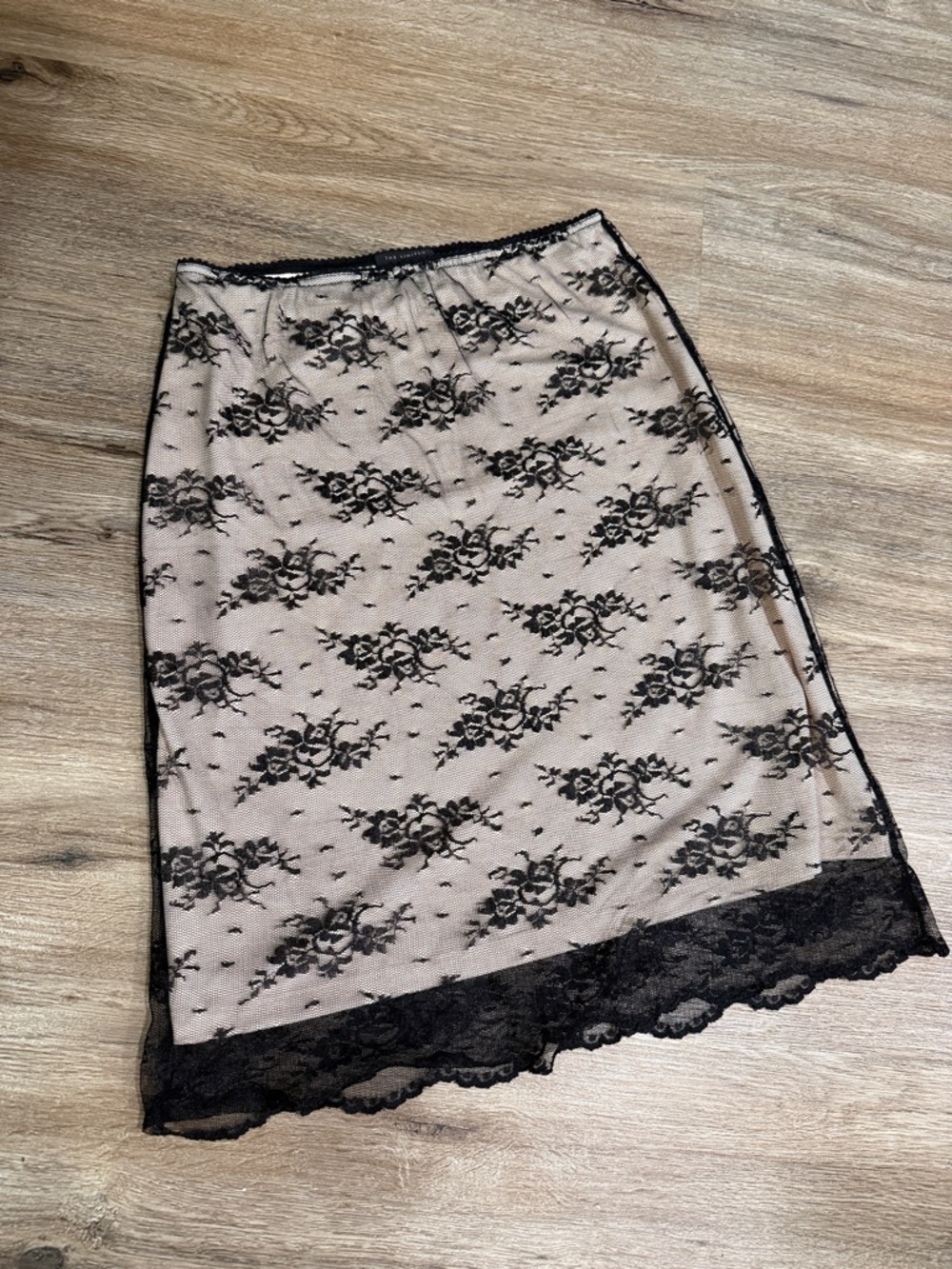 The Limited Black Lace Overlay Pencil Skirt on Nude